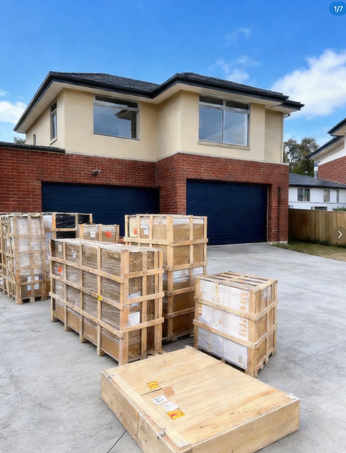 Crates arriving at the house