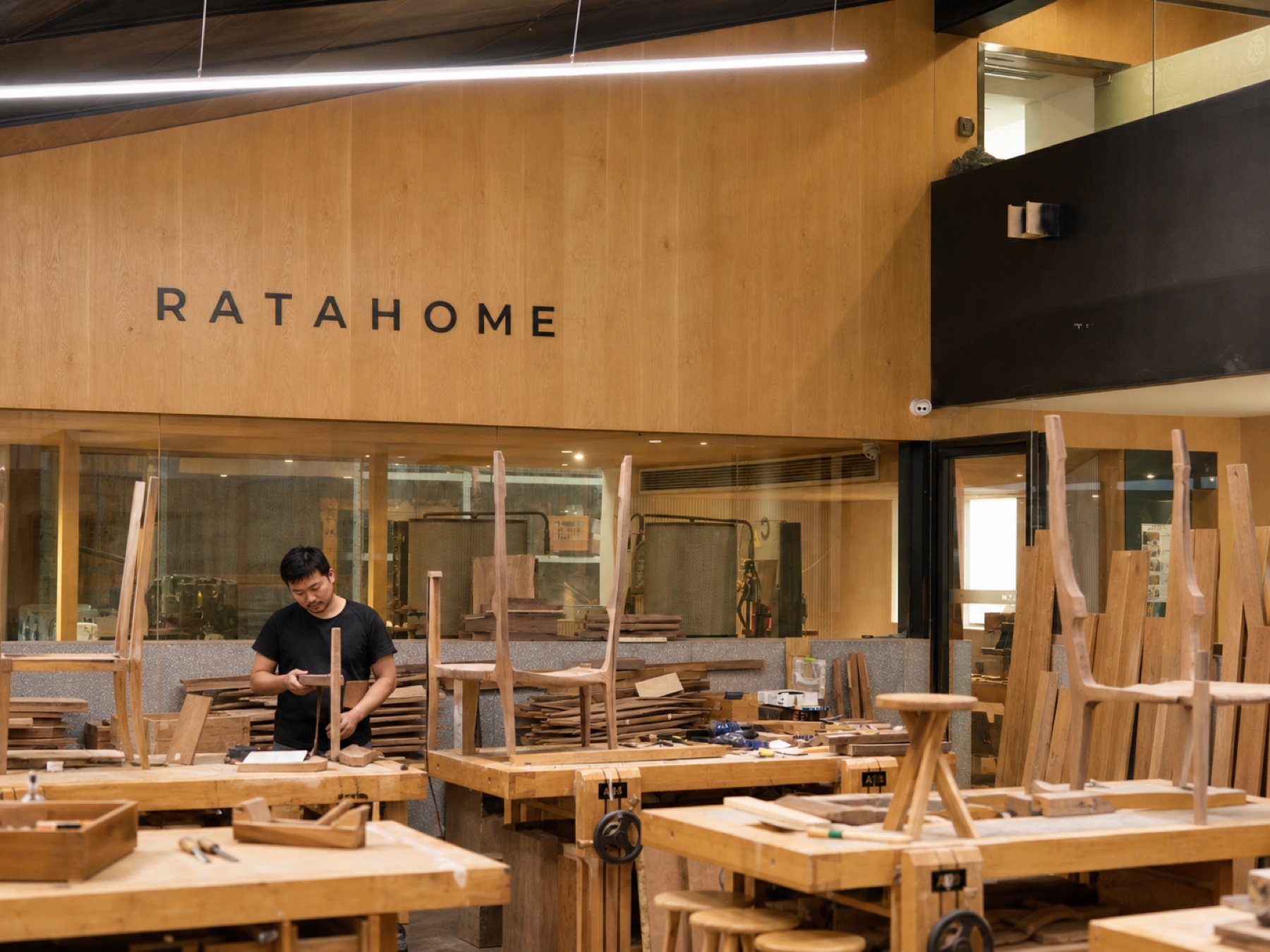Ratahome woodworking workshop preparing custom furniture for a multi-unit development programme