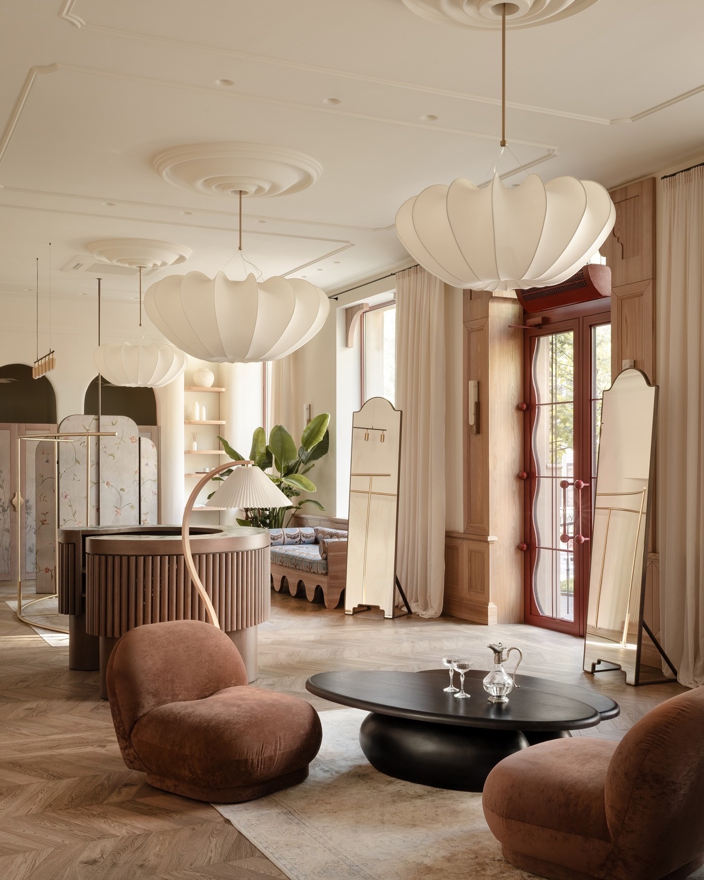 Layered contemporary living room detail