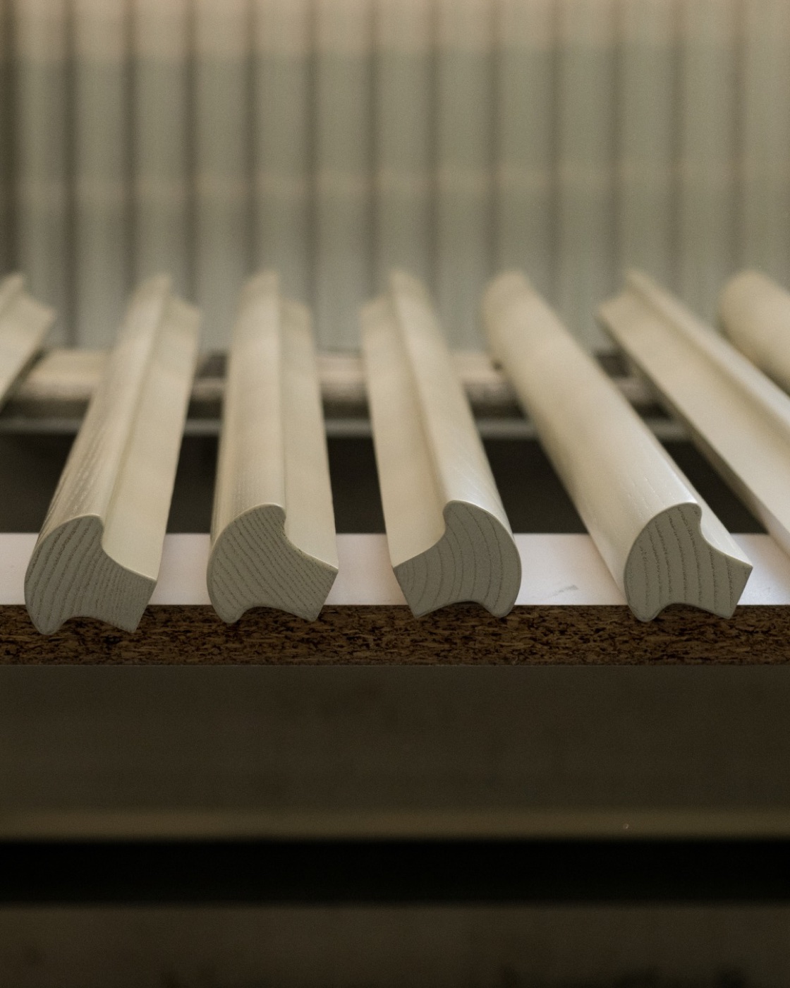 Precision-finished furniture profiles prepared for assembly
