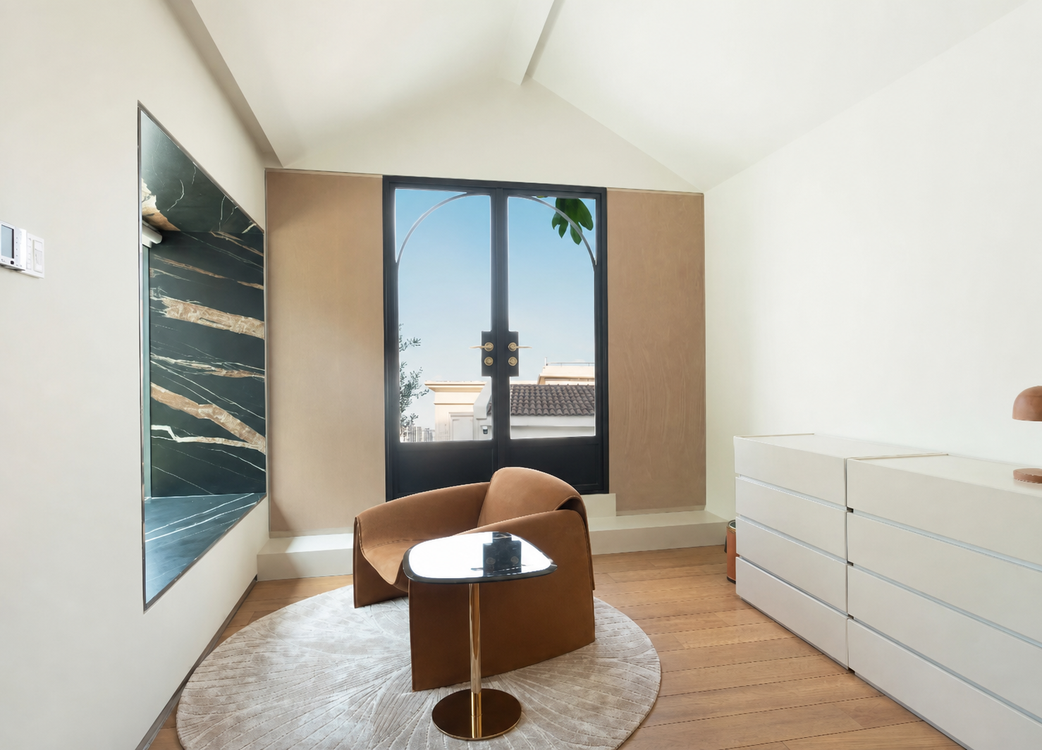Private suite with calm seating and soft lighting