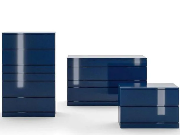 High-gloss blue lacquered drawer units