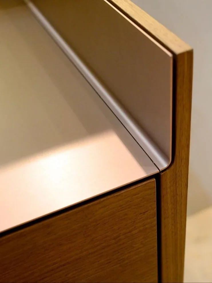 Copper metallic lacquer drawer front