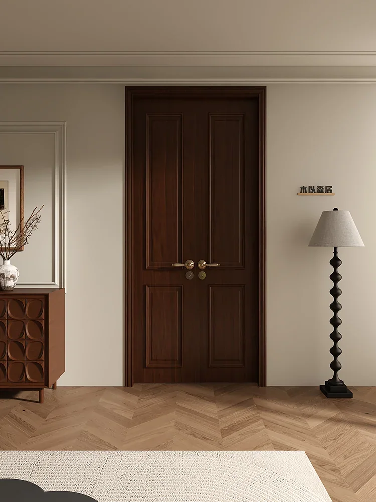 Classic panelled walnut door pair