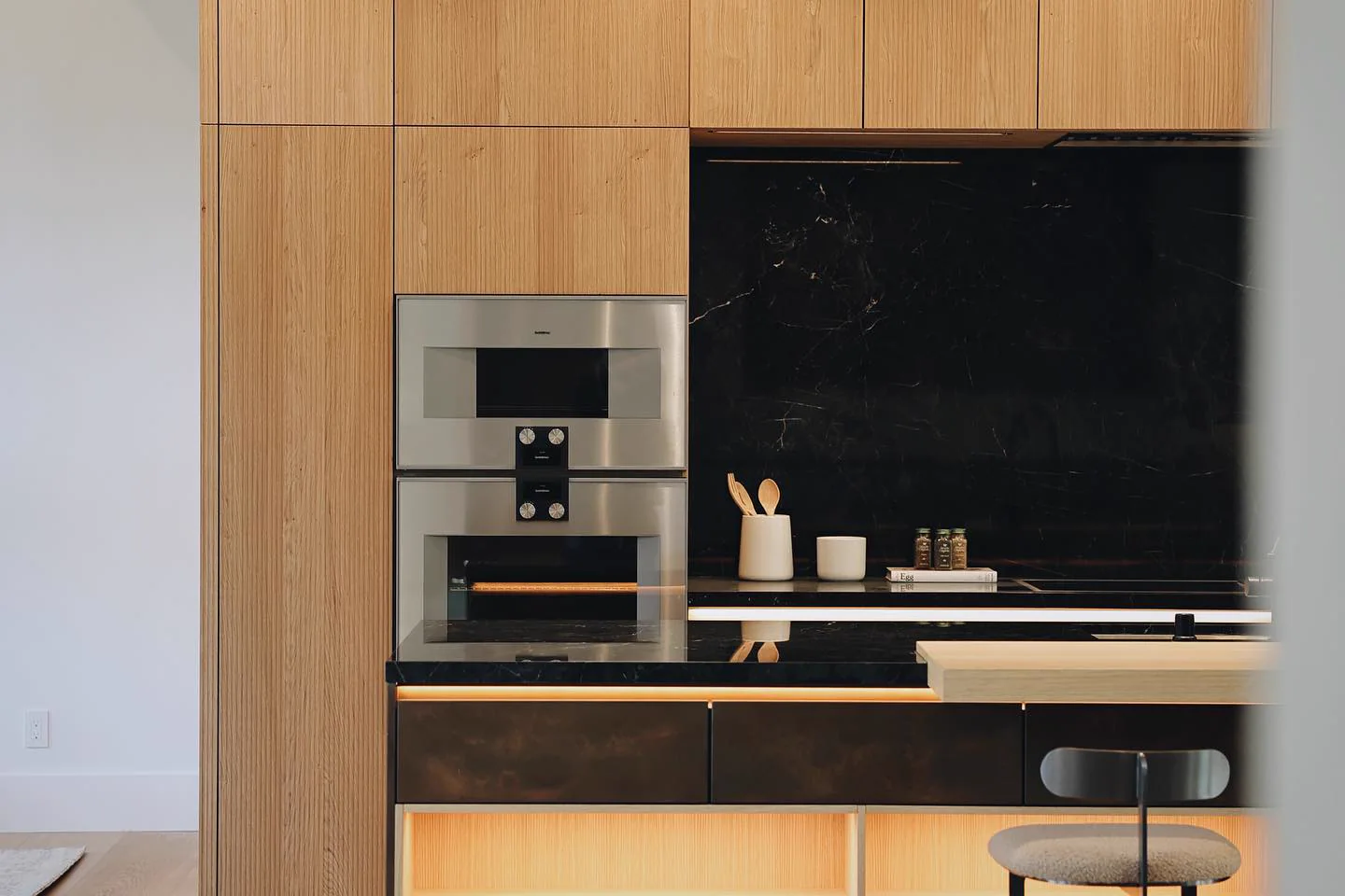 Integrated timber cabinetry, wall panels and interior joinery