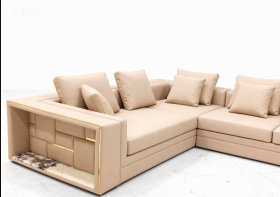 Finished sectional sofa photographed from multiple angles