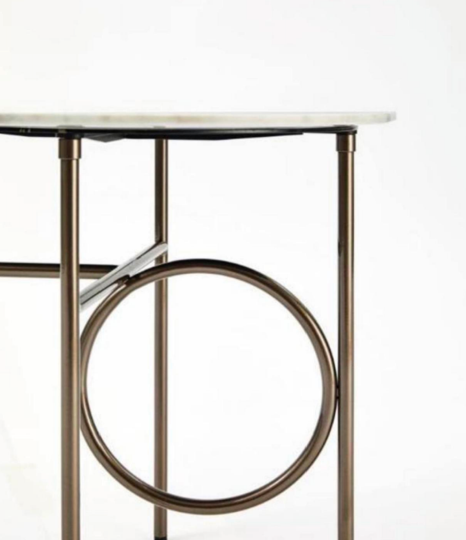 Marble and metal side table detail