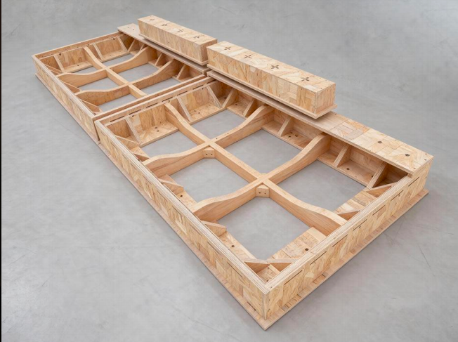 Engineered sofa frame ready for assembly inspection