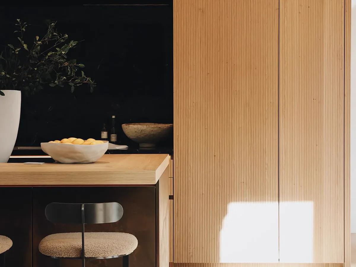 Fluted oak door panel detail