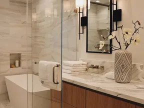 Bathroom vanity with a marble top