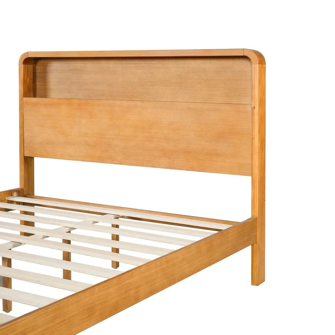 Rounded wood headboard construction detail