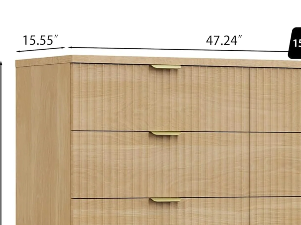 Dimension view of a fluted dresser