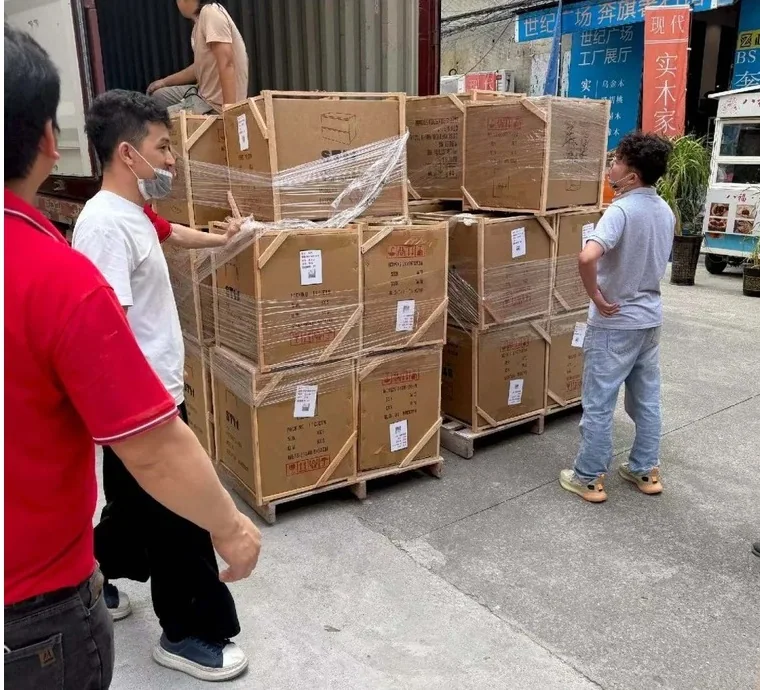 Wooden crate packing for furniture shipment