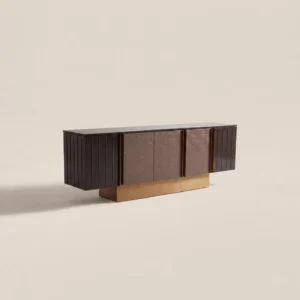 Leather Sideboard Metal Base in steel — front view