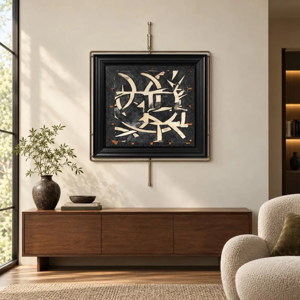 3D Calligraphy Relief in black — front view