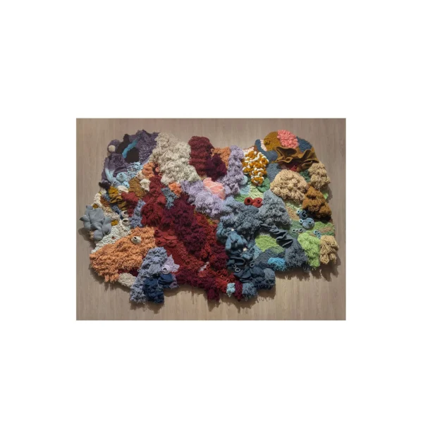 3D Multicolour Fibre Coral Relief, 237 x 180 cm in multicolour — in a room setting