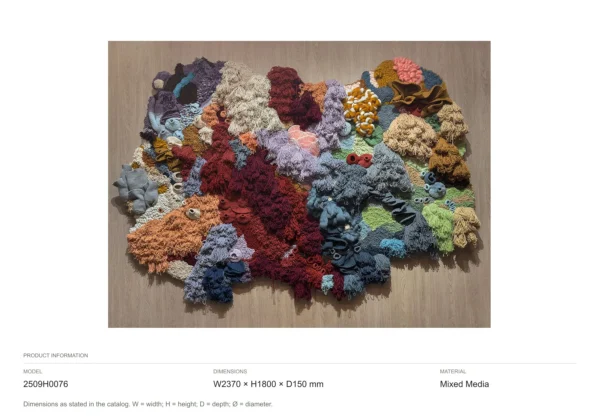 3D Multicolour Fibre Coral Relief, 237 x 180 cm in multicolour — dimensions