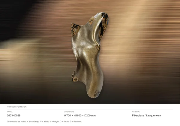 3D Draped Bronze Lacquer Wall Sculpture, 70 x 160 cm in bronze — dimensions