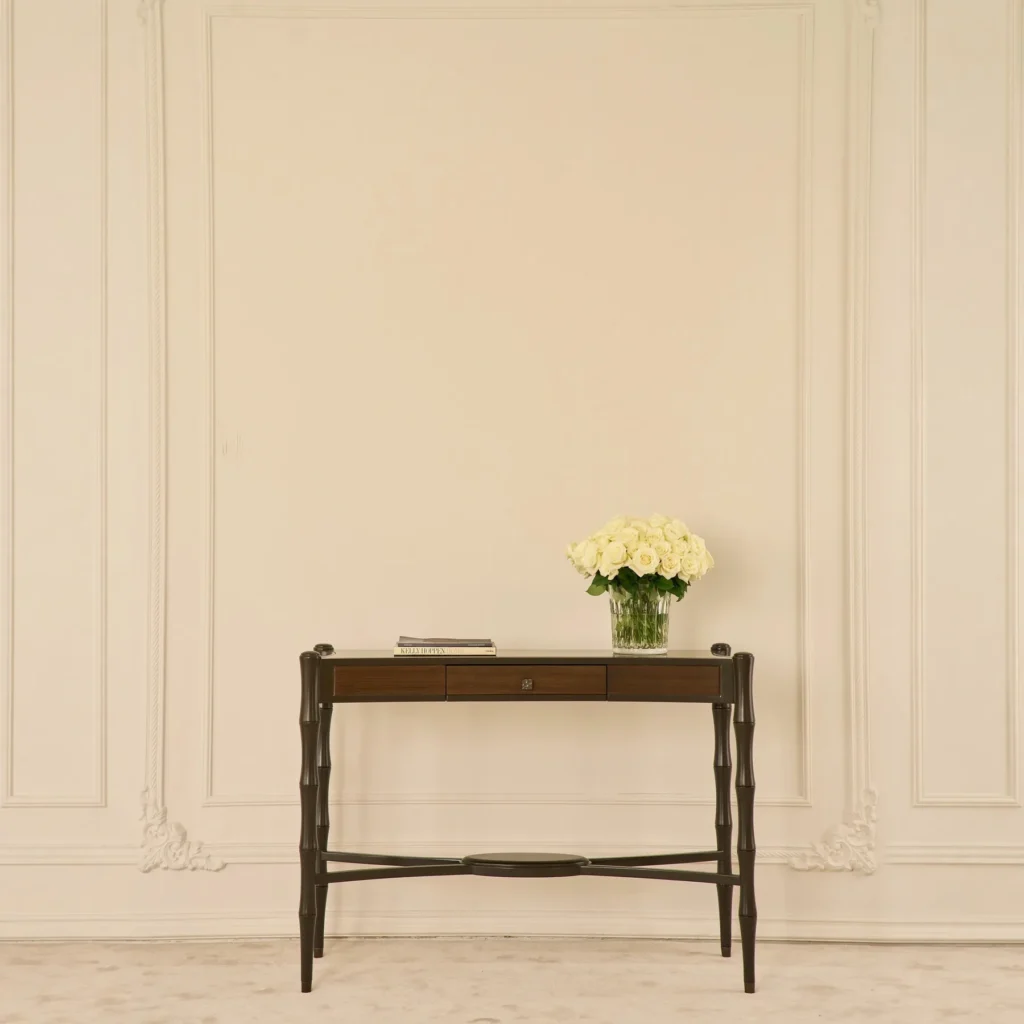Alina Walnut Entryway Console in walnut — front view