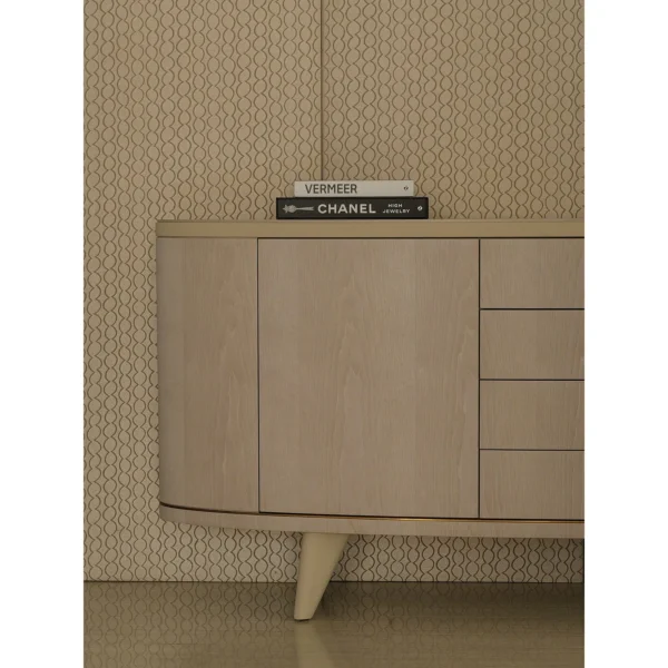 Alison Oval Sideboard in oatmeal — in a room setting