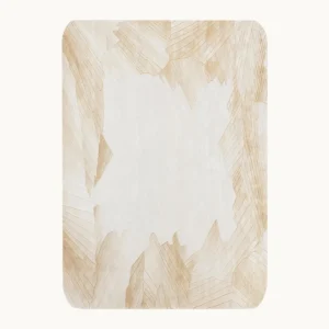 Ivory Rug with Feathered Sand Border in oatmeal — front view