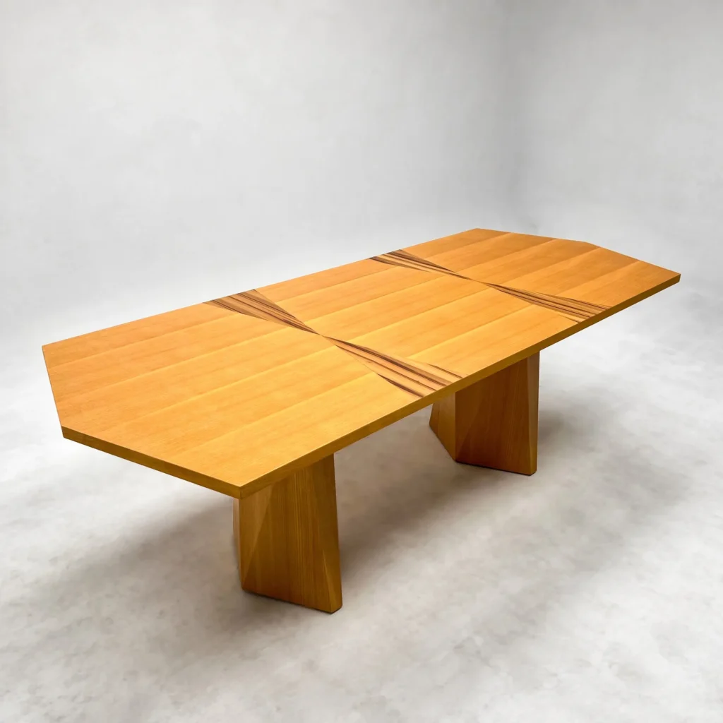 Amadeus Diamond-Marquetry Wood Dining Table in natural oak — front view