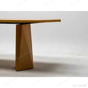 Amadeus Diamond-Marquetry Wood Dining Table in natural oak — in a room setting