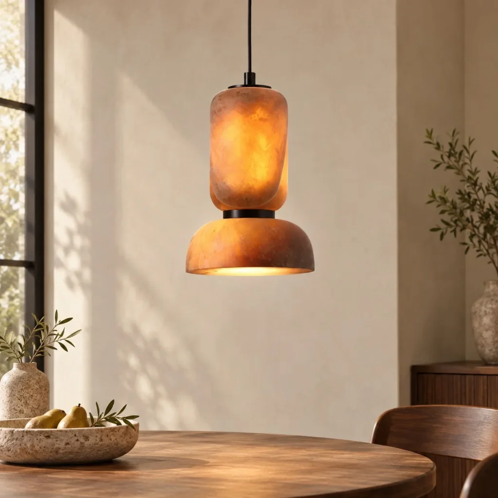 Amber Layered Glass Cylinder Bell Pendant Light, 15 cm in rust — front view