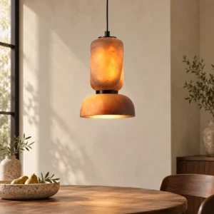 Amber Layered Glass Cylinder Bell Pendant Light, 15 cm in rust — front view