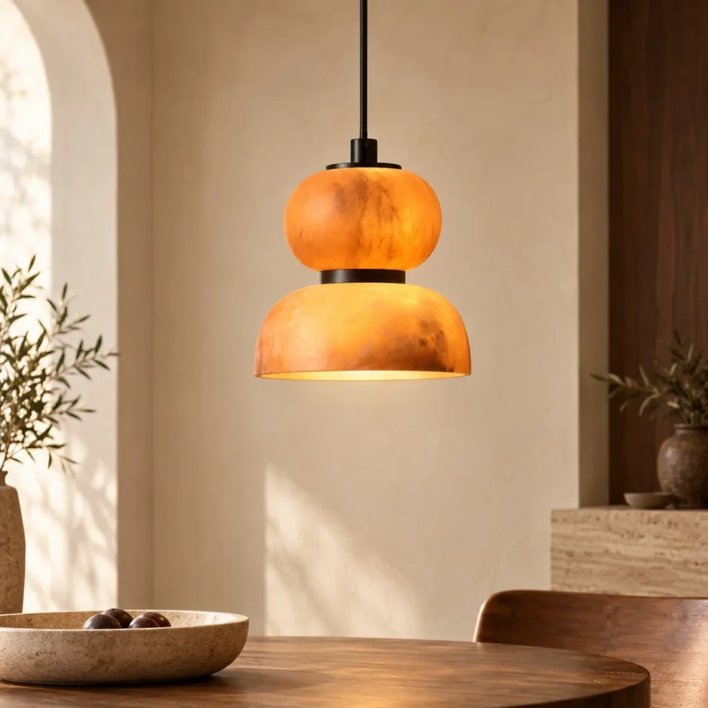 Amber Layered Glass Dome Bell Pendant Light, 16.5 cm in rust — front view