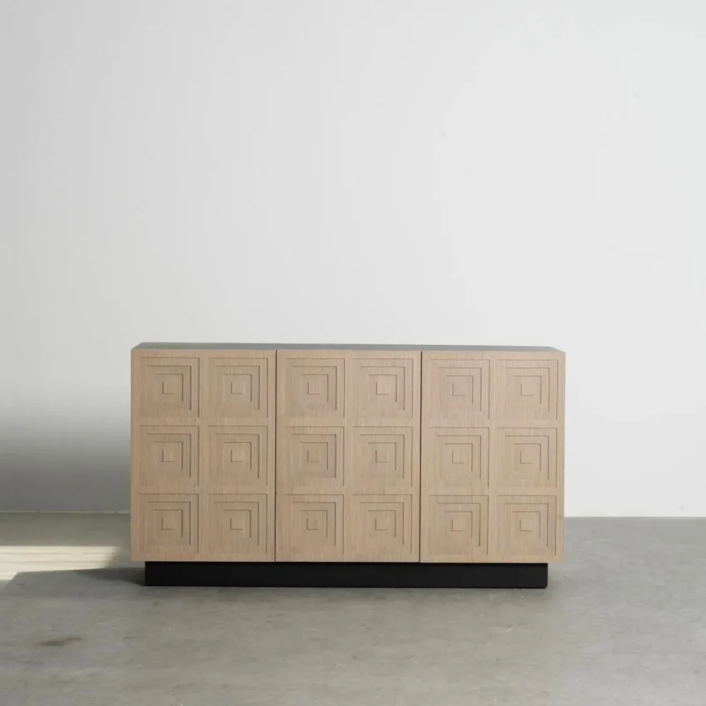 Amelie Grid-Carved Oak Sideboard — front view