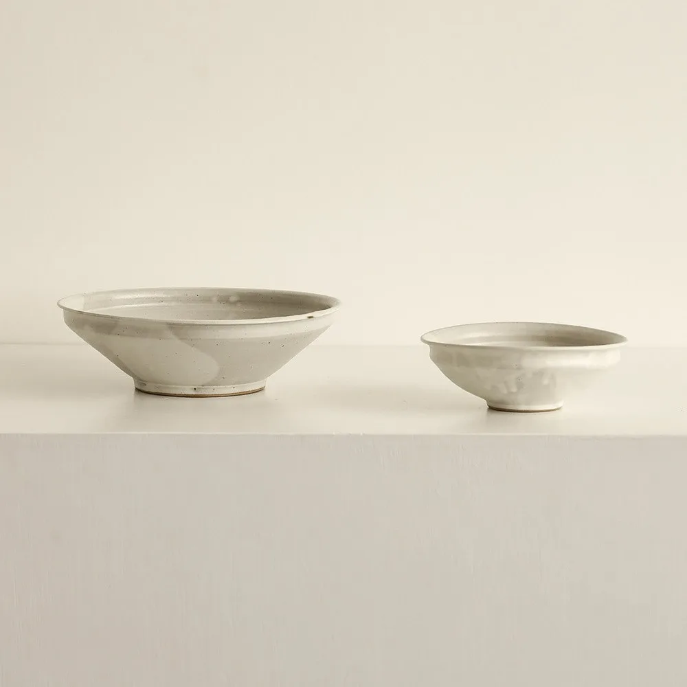Artist Collaboration Kohiki White-Slip Ceramic Bowls in ivory — front view