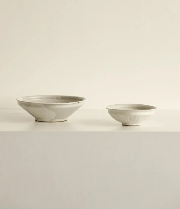 Artist Collaboration Kohiki White-Slip Ceramic Bowls in ivory — in a room setting