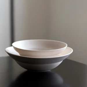 Artist Collaboration Plain White Wide-Mouth Soup Bowls in ivory — front view