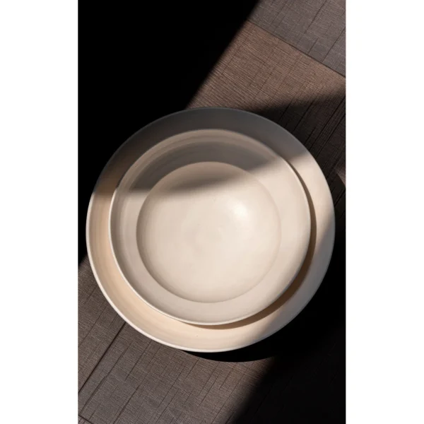Artist Collaboration Plain White Wide-Mouth Soup Bowls in ivory — in a room setting