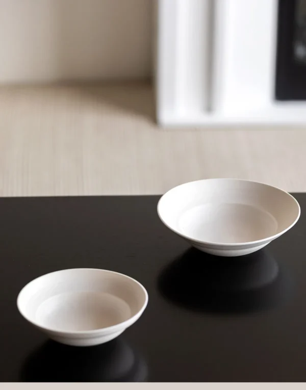 Artist Collaboration Plain White Wide-Mouth Soup Bowls in ivory — in a room setting