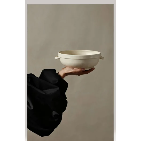 Artist Collaboration Rice-Glaze Twin-Ear Bowl and Rippled in ivory — in a room setting