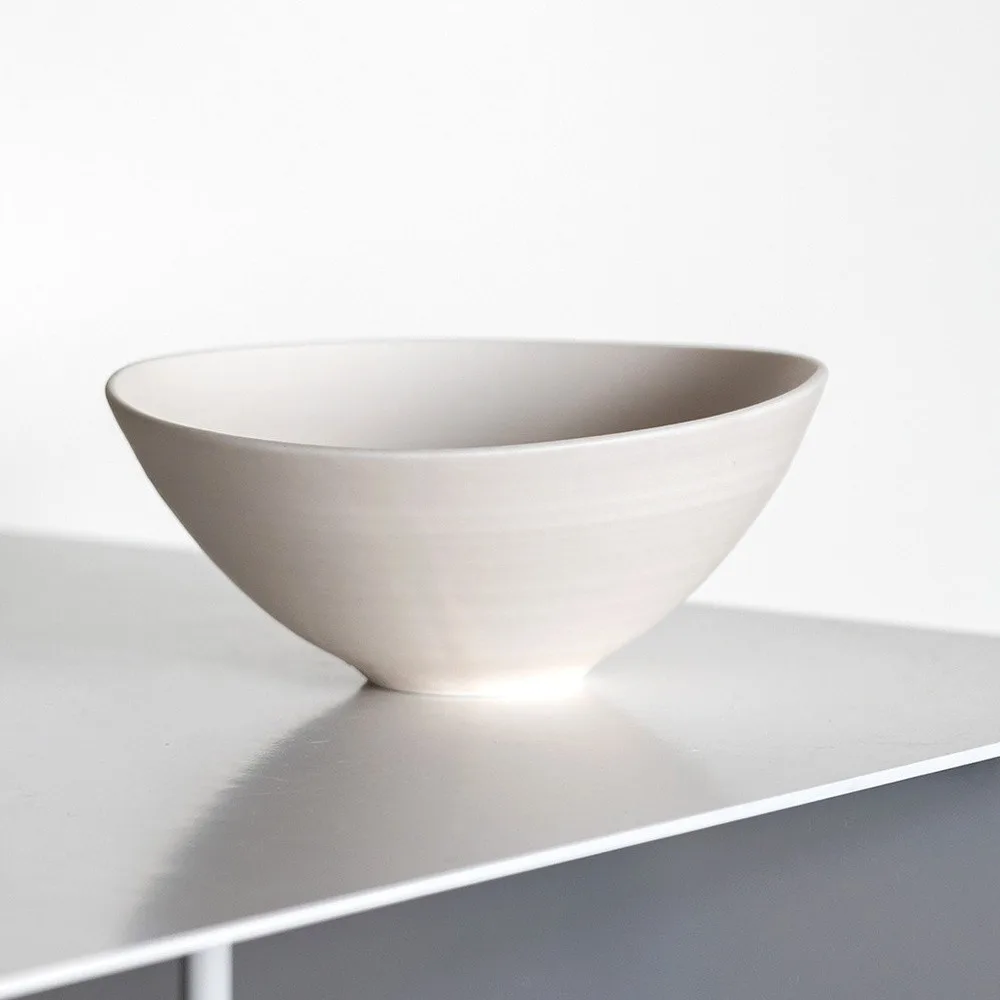 Artist Collaboration Plain White Conical Salad Bowl in ivory — front view
