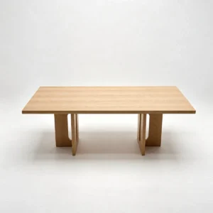 Androgyne White Oak Long Dining Table on Sculpted Legs in natural oak — front view