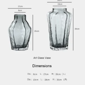 Designer Angular Clear Glass Vase in slate — dimensions