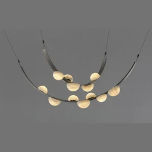 Arc Branch Stone Half-Moon Chandelier, 12 Lights, 180 cm in silver — in a room setting