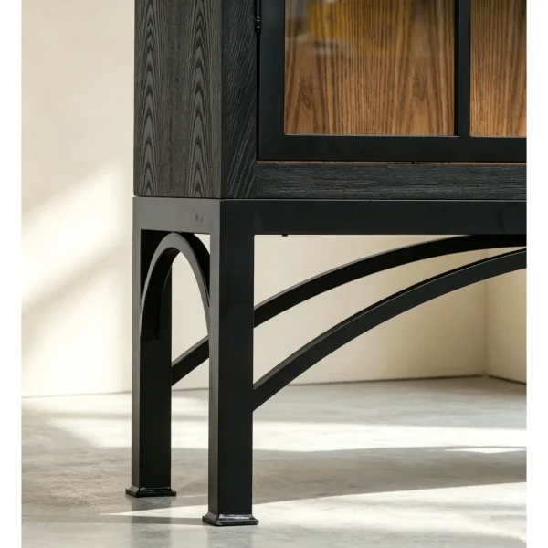 Arched Ash Display Cabinet in black — in a room setting