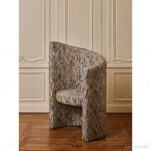 Art Tub Chair in Multicolour Woven Fabric, 80 cm — in a room setting