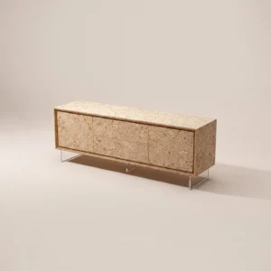 Art Burl Veneer Acrylic Leg Stand in wood veneer — front view