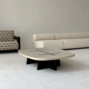Cream Stone Coffee Table in oatmeal — front view