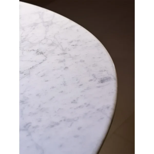 Oval Marble Dining Table on Ash and Marble Legs in ivory — in a room setting