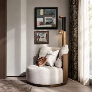 Art Mirror Wall Set with Rust Mirror, Metal Panel and in bronze — front view