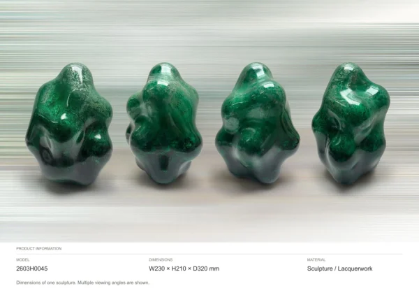 Green Lacquer Organic Sculpture, 23 x 21 x 32 cm in olive — dimensions