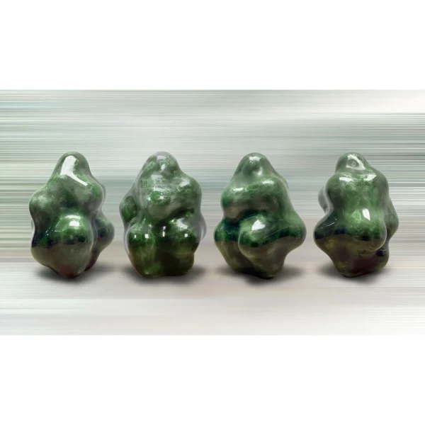 Emerald Lacquer Lobed Sculpture, 23 x 21 x 32 cm in olive — in a room setting
