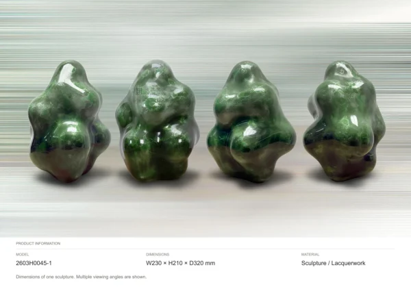 Emerald Lacquer Lobed Sculpture, 23 x 21 x 32 cm in olive — dimensions